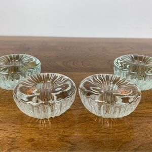 Set Of 4 Tapio Wirkkala Iittala Crystal Candle Holders Finland Vtg Different Sz